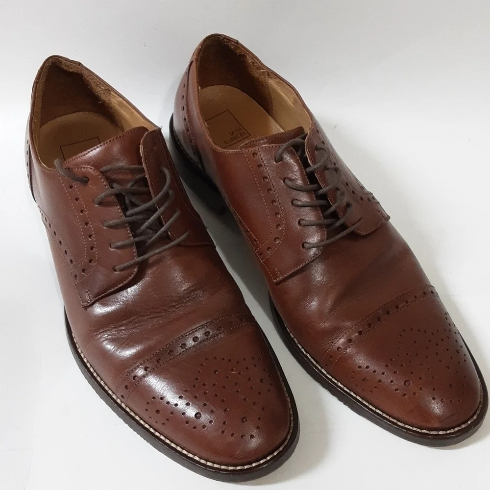 14th &Union leather men oxford 11.5us Brown Casual Event Lace Up Office